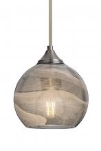 Besa Lighting 1TT-JILLYSM-EDIL-SN-L - Besa, Jilly Stem Pendant, Vapor Smoke, Satin Nickel Finish, 1x5W LED Filament, 15Ft. Cord