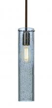 Besa Lighting 1TT-JUNI16BL-EDIL-BR-L - Besa, Juni 16 Stem Pendant, Blue Bubble, Bronze, 1x4W LED Filament, 15Ft. Cord