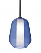 Besa Lighting 1TT-LINKBL-BK - Besa Link Stem Pendant, Blue/Opal, Black Finish, 1x60W Medium Base