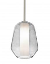 Besa Lighting 1TT-LINKCL-LED-SN - Besa Link Stem Pendant, Clear/Opal, Satin Nickel Finish, 1x9W LED