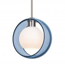 Besa Lighting 1TT-MANABL-LED-SN-L - Besa Mana Pendant, Blue/Opal, Satin Nickel Finish, 1x9W LED, 15Ft. Cord