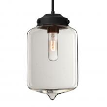 Besa Lighting 1TT-OLINCL-BK - Besa Olin Stem Pendant Black Clear 1x60W Medium Base T10