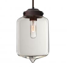 Besa Lighting 1TT-OLINCL-BR-L - Besa Olin Stem Pendant Bronze Clear 1x60W Medium Base T10, 15Ft. Cord