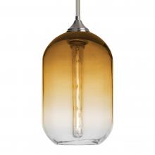 Besa Lighting 1TT-OMEGA12AM-EDIL-SN-L - Besa, Omega 12 Stem Pendant, Amber/Clear, Satin Nickel Finish, 1x5W LED Filament, 15Ft. Cord