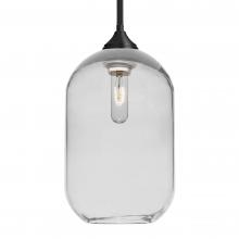 Besa Lighting 1TT-OMEGA12CL-BK - Besa, Omega 12 Stem Pendant, Clear, Black Finish, 1x60W Medium Base