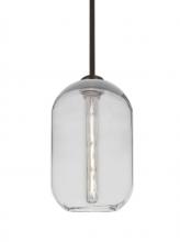 Besa Lighting 1TT-OMEGA12CL-EDIL-BR - Besa, Omega 12 Stem Pendant, Clear, Bronze Finish, 1x4W LED Filament