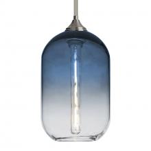 Besa Lighting 1TT-OMEGA12ST-EDIL-SN-L - Besa, Omega 12 Stem Pendant, Steel/Clear, Satin Nickel Finish, 1x5W LED Filament, 15Ft. Cord