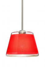 Besa Lighting 1TT-PIC9RD-LED-SN-L - Besa Pendant Pica 9 Satin Nickel Red Sand 1x9W LED, 15Ft. Cord