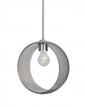 Besa Lighting 1TT-PLATOSM-SN-NI-L - Besa, Plato Stem Pendant, Smoke, Satin Nickel Finish, 1x60W Medium Base, 15Ft. Cord