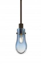 Besa Lighting 1TT-WISHBL-BR - Besa, Wish Stem Pendant, Blue/Clear, Bronze Finish, 1x40W E12 Base