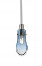 Besa Lighting 1TT-WISHBL-SN - Besa, Wish Stem Pendant, Blue/Clear, Satin Nickel Finish, 1x40W E12 Base