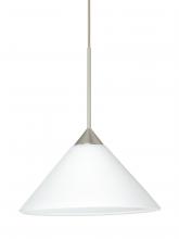 Besa Lighting 1XC-117607-SN-L - Besa Pendant Kona Satin Nickel White 1x50W MAX GY6.35 Base, 15Ft. Cord