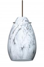 Besa Lighting 1XC-1713MG-BR-L - Besa Pendant Pera 6 Bronze Marble Grigio 1x50W MAX GY6.35 Base, 15Ft. Cord