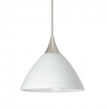 Besa Lighting 1XC-174307-LED-SN-L - Besa Pendant Domi Satin Nickel White 1x6W LED, 15Ft. Cord