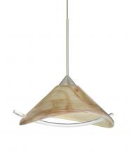 Besa Lighting 1XC-181305-SN-L - Besa Pendant Hoppi Satin Nickel Mocha/Clear 1x50W MAX GY6.35 Base, 15Ft. Cord