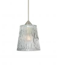 Besa Lighting 1XC-512500-LED-SN-L - Besa Pendant Nico 4 Satin Nickel Clear Stone 1x5W LED, 15Ft. Cord