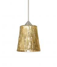 Besa Lighting 1XC-5125GF-SN-L - Besa Pendant Nico 4 Satin Nickel Stone Gold Foil 1xMAX GY6.35 Base, 15Ft. Cord