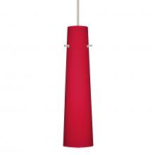 Besa Lighting 1XC-5674RM-SN-L - Besa Camino Pendant Satin Nickel Ruby Matte 1x50W MAX GY6.35 Base, 15Ft. Cord