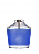 Besa Lighting 1XC-PIC6BL-LED-BR-L - Besa Pendant Pica 6 Bronze Blue Sand 1x5W LED, 15Ft. Cord
