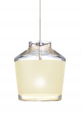 Besa Lighting 1XC-PIC6CR-LED-SN-L - Besa Pendant Pica 6 Satin Nickel Creme Sand 1x5W LED, 15Ft. Cord