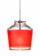 Besa Lighting 1XC-PIC6RD-LED-BR-L - Besa Pendant Pica 6 Bronze Red Sand 1x5W LED, 15Ft. Cord