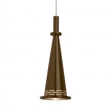 Besa Lighting 1XC-PRINCECNBR-LED-SN-L - Besa, Prince Cord Pendant, Bronze Cone, Satin Nickel Finish, 1x9W LED, 15Ft. Cord