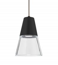 Besa Lighting 1XC-TIMO6BC-LED-BR-L - Besa, Timo 6 Cord Pendant, Clear/Black, Bronze Finish, 1x9W LED, 15Ft. Cord