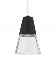 Besa Lighting 1XC-TIMO6BC-LED-SN-L - Besa, Timo 6 Cord Pendant, Clear/Black, Satin Nickel Finish, 1x9W LED, 15Ft. Cord