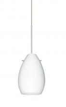 Besa Lighting 1XT-171307-LED-SN-L - Besa Pendant Pera 6 Satin Nickel Opal Matte 1x5W LED, 15Ft. Cord