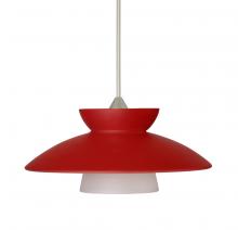 Besa Lighting 1XT-271831-LED-SN-L - Besa Pendant Trilo 7 Satin Nickel Red Matte 1x5W LED, 15Ft. Cord