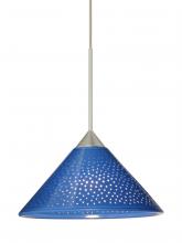 Besa Lighting 1XT-282484-SN-L - Besa Pendant Kona Satin Nickel Blue Starpoint 1x50W MAX GY6.35 Base, 15Ft. Cord