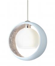 Besa Lighting 1XT-4293SF-SN-L - Besa Pendant Pogo Satin Nickel White/Inner Silver 1x35W MAX GY6.35 Base, 15Ft. Cord