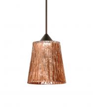 Besa Lighting 1XT-5125CF-LED-BR-L - Besa Pendant Nico 4 Bronze Stone Copper Foil 1x5W LED, 15Ft. Cord