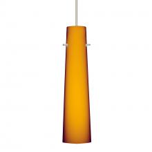 Besa Lighting 1XT-567480-SN-L - Besa Camino Pendant Satin Nickel Amber Matte 1x50W MAX GY6.35 Base, 15Ft. Cord