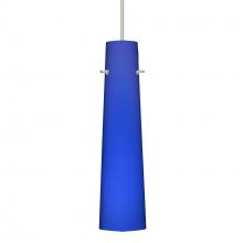 Besa Lighting 1XT-5674CM-SN-277 - Besa Camino Pendant Satin Nickel Cobalt Blue Matte 1x50W MAX GY6.35 Base, 277V