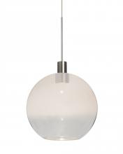 Besa Lighting 1XT-NEWTON8WC-LED-SN - Besa, Newton 8 Cord Pendant, Milky White/Clear, Satin Nickel Finish, 1x3W LED