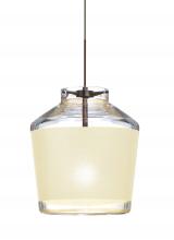 Besa Lighting 1XT-PIC6CR-LED-BR-L - Besa Pendant Pica 6 Bronze Creme Sand 1x5W LED, 15Ft. Cord