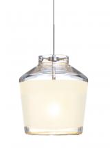 Besa Lighting 1XT-PIC6WH-LED-SN - Besa Pendant Pica 6 Satin Nickel White Sand 1x5W LED