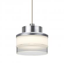 Besa Lighting 1XT-PIVOTCL-LED-SN-L - Besa, Pivot Cord Pendant, Opal Glossy/Clear, Satin Nickel Finish, 1x3W LED, 15Ft. Cord