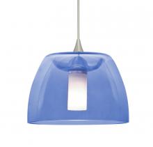 Besa Lighting 1XT-SPURBL-SN-L - Besa Spur Cord Pendant, Blue, Satin Nickel Finish, 1x35W MAX GY6.35 Base, 15Ft. Cord