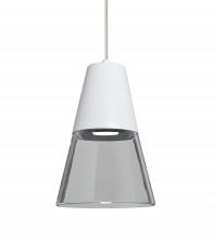 Besa Lighting 1XT-TIMO6WC-LED-SN-L - Besa, Timo 6 Cord Pendant, Clear/White, Satin Nickel Finish, 1x9W LED, 15Ft. Cord
