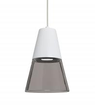 Besa Lighting 1XT-TIMO6WS-LED-SN-L - Besa, Timo 6 Cord Pendant, Smoke/White, Satin Nickel Finish, 1x9W LED, 15Ft. Cord
