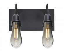 Besa Lighting 2WG-WISHSM-EDIL-BK - Besa Wish Wall, Smoke/Clear, Black, 2x8W LED Filament