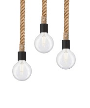 Besa Lighting 3JW-SOLO-BK-L - Besa Solo Rope Pendant, Black, 3x75W T8, 15Ft. Cord