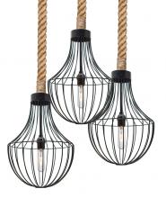 Besa Lighting 3JW-SULTANA-F-BK-L - Besa Sultana Flare Rope Pendant, Black, 3x40W T10, 15Ft. Cord