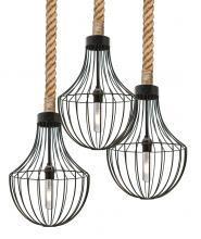 Besa Lighting 3JW-SULTANA-F-EDIL-BK-L - Besa Sultana Flare Rope Pendant, Black, 3x5W LED Filament, 15Ft. Cord