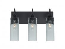 Besa Lighting 3WG-JUNI10BL-BK - Besa Juni 10 Vanity, Blue Bubble, Black Finish, 3x60W Medium Base