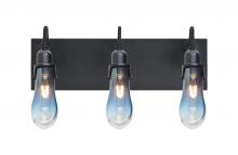 Besa Lighting 3WG-WISHBL-BK - Besa Wish Wall, Blue/Clear, Black, 3x60W Medium base