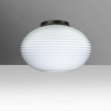 Besa Lighting 491307C-BK - Besa Pape 12 Ceiling Black Finish, Opal Ribbed 1x100W E26 Base