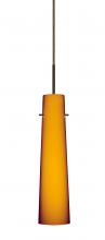 Besa Lighting B-567480-BR-L - Besa Camino Pendant For Multiport Canopy Bronze Amber Matte 1x40W E12 base, 15Ft. Cord